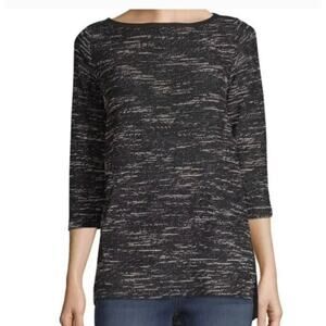 Liz Claiborne Weekend Black Speckled Knit Pullover Tunic Sweater Womens Medium